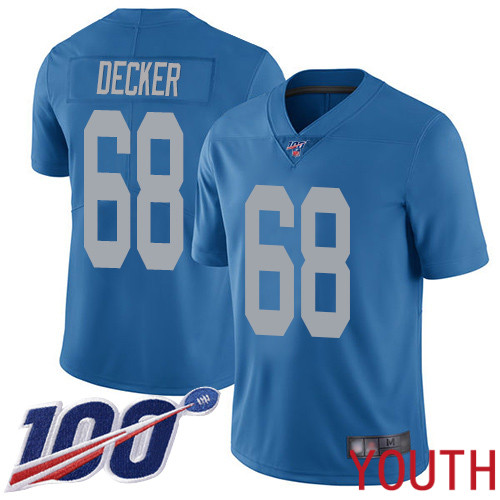 Detroit Lions Limited Blue Youth Taylor Decker Alternate Jersey NFL Football #68 100th Season Vapor Untouchable